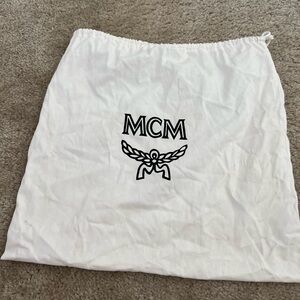 MCM White cotton dust bag with drawstring